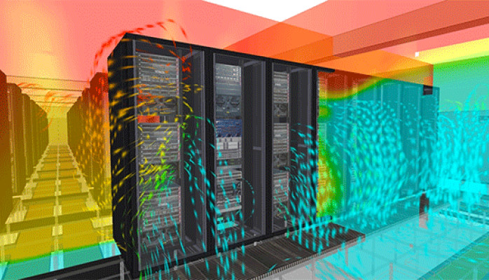 CFD simulation of airflow and temperature in a data center